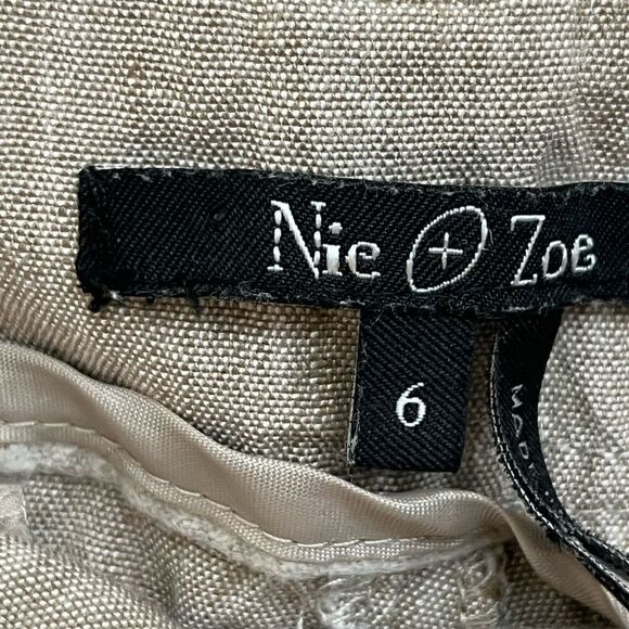 Nic & Zoe Natural Tan Linen Blend Straight Leg Trouser Pants 6 - Picture 5 of 7
